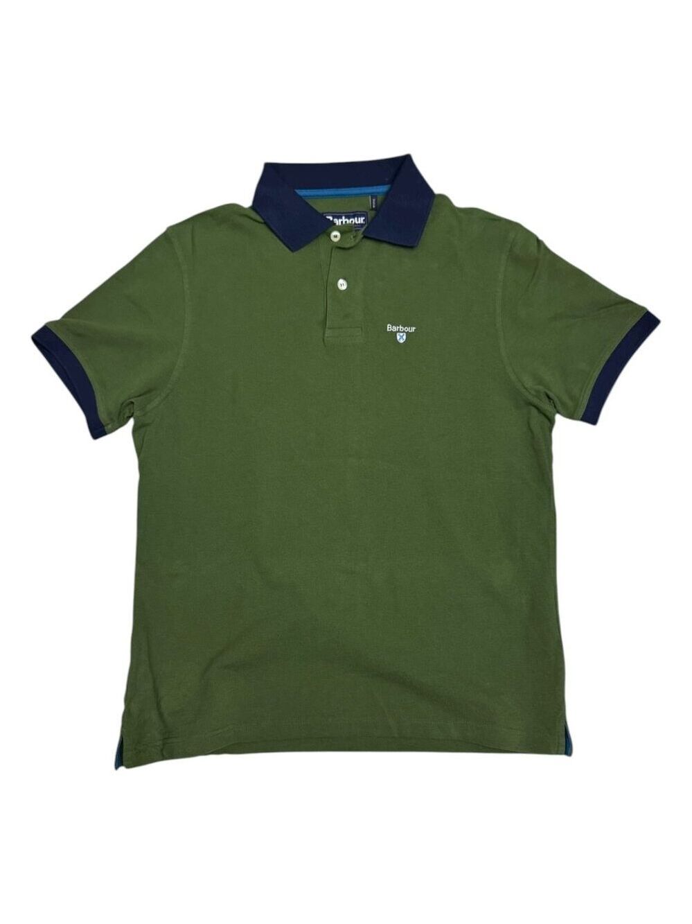 BARBOUR Luxury Designer Business Casual Green Polo Tee Shirt Mens Medium